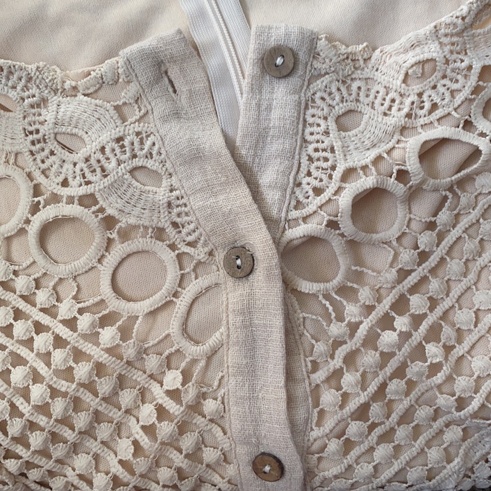 Polagram Crochet Cream Lace Midi Dress M - Picture 11 of 16